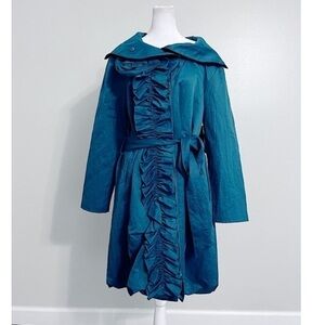 Samuel Dong New! Rare Iconic Ruffle Belted Coat